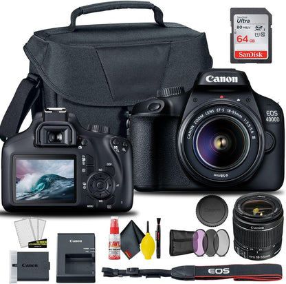 Canon 2628C003AA EOS 4000D DSLR 18-55mm Lens Bundle Renewed