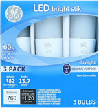 GE 32287 LED Bright Stik 10W Daylight 3-Bulb Pack