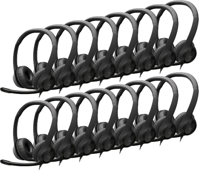 Logitech 981-001004 H390 Wired USB Headset, Noise Cancelling Mic, Black (16 Pack) — main product image