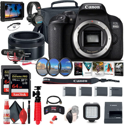 Canon EOS Rebel 800D/T7i DSLR Camera Body & 50mm Lens (Renewed)