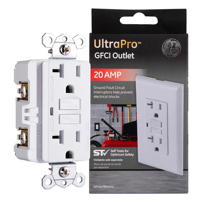 GE 32077 20A GFCI Receptacle - White