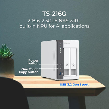 QNAP TS-216G-US 2-Bay 2.5GbE NAS 8TB WD Red Bundle