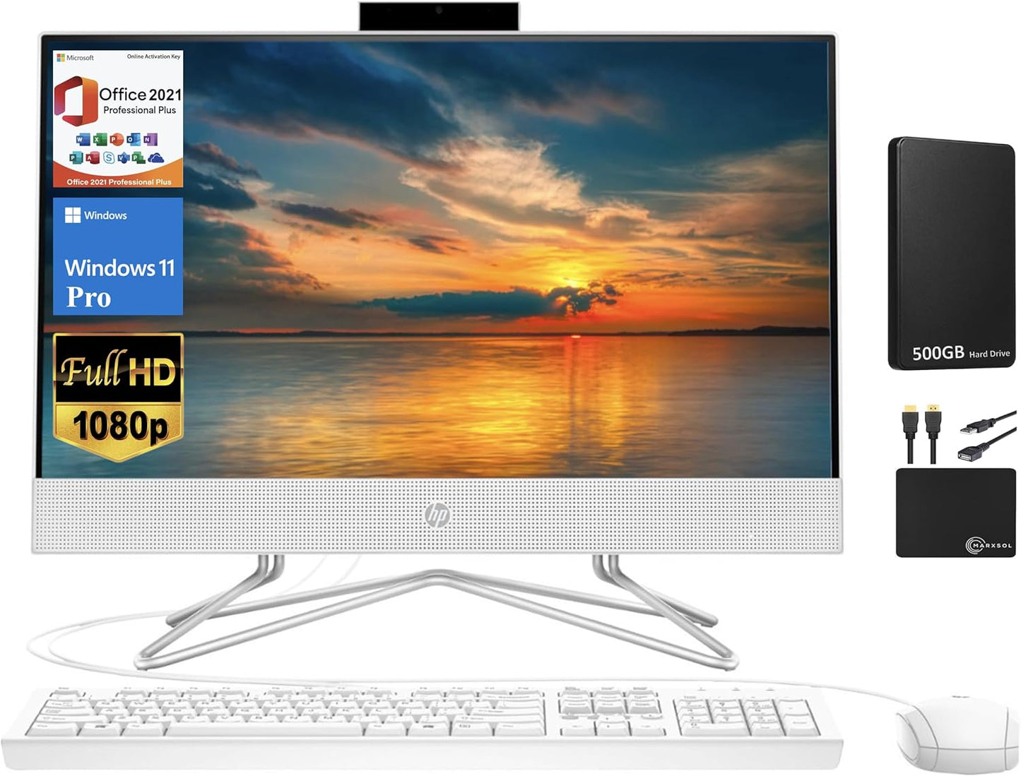 HP 2024 All-In-One Desktop 21.5" FHD Intel Celeron 8GB 256GB SSD
