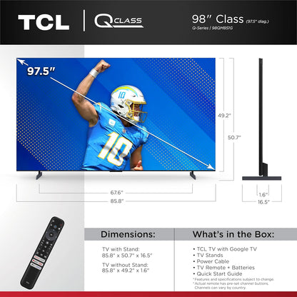 TCL 98QM851G 98-Inch QD-Mini LED 4K Google Smart TV