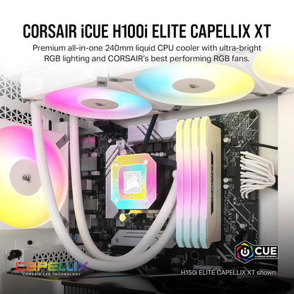 Corsair iCUE H100i Elite CAPELLIX XT 240mm Liquid CPU Cooler White