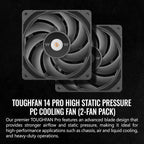 Thermaltake CL-F160-PL14BL-A TOUGHFAN 14 Pro - 140mm PWM Cooling Fan (2 Pack)