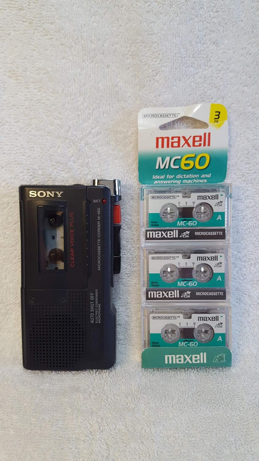 Sony M-450 Microcassette Recorder 30 Hour Battery