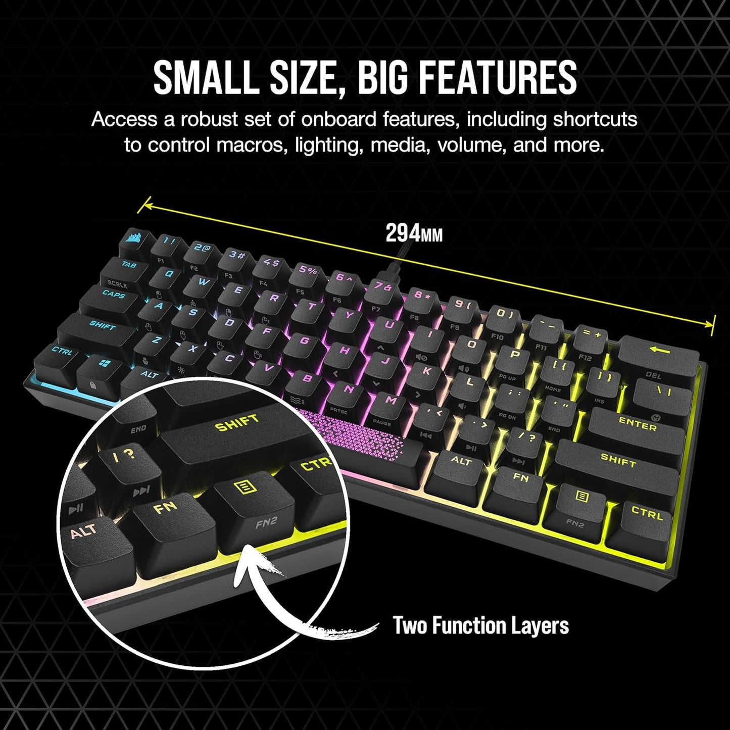 Corsair CH-9194012-NA K65 RGB Mini 60% Keyboard Cherry MX