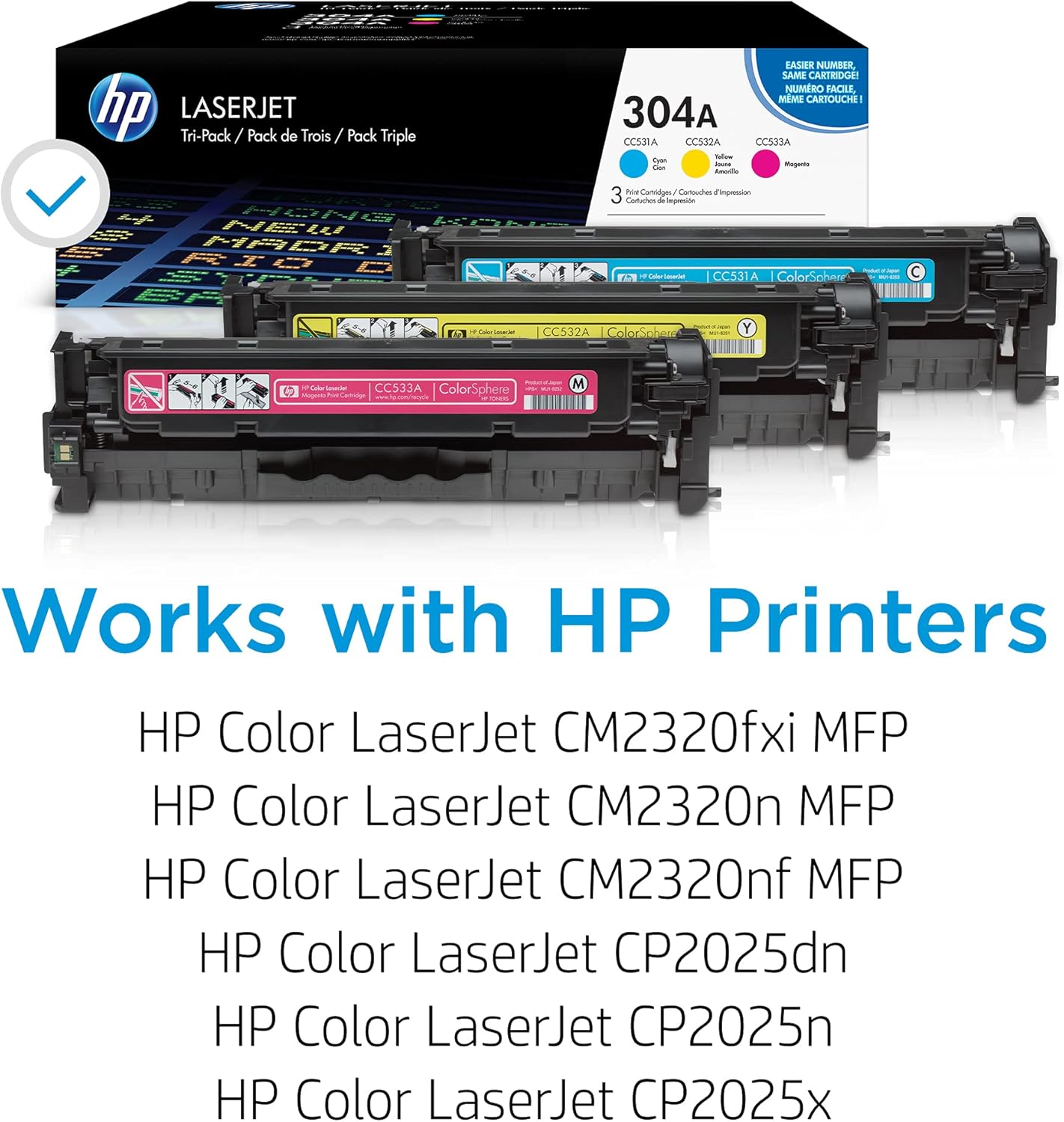 HP CF340A 304A Cyan Magenta Yellow Toner Cartridge 3-Pack