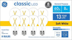 GE 93130840 60W Soft White Dimmable LED Bulb 8-Pack
