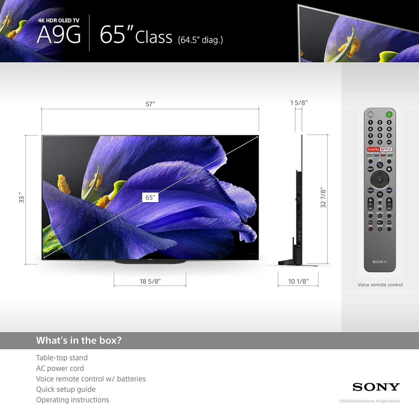 Sony XBR 65A9G 65-Inch BRAVIA OLED 4K Smart TV Renewed