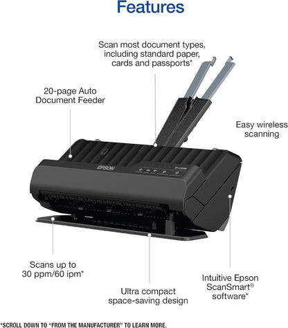 Epson B11B270201 WorkForce ES-C320W Wireless Document Scanner