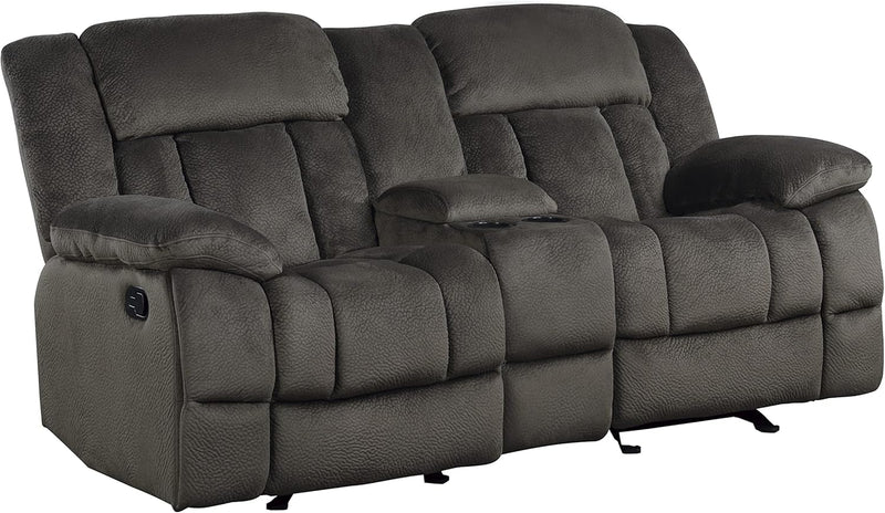 Lexicon 194840134480 Chocolate Reclining Loveseat Console — main product image