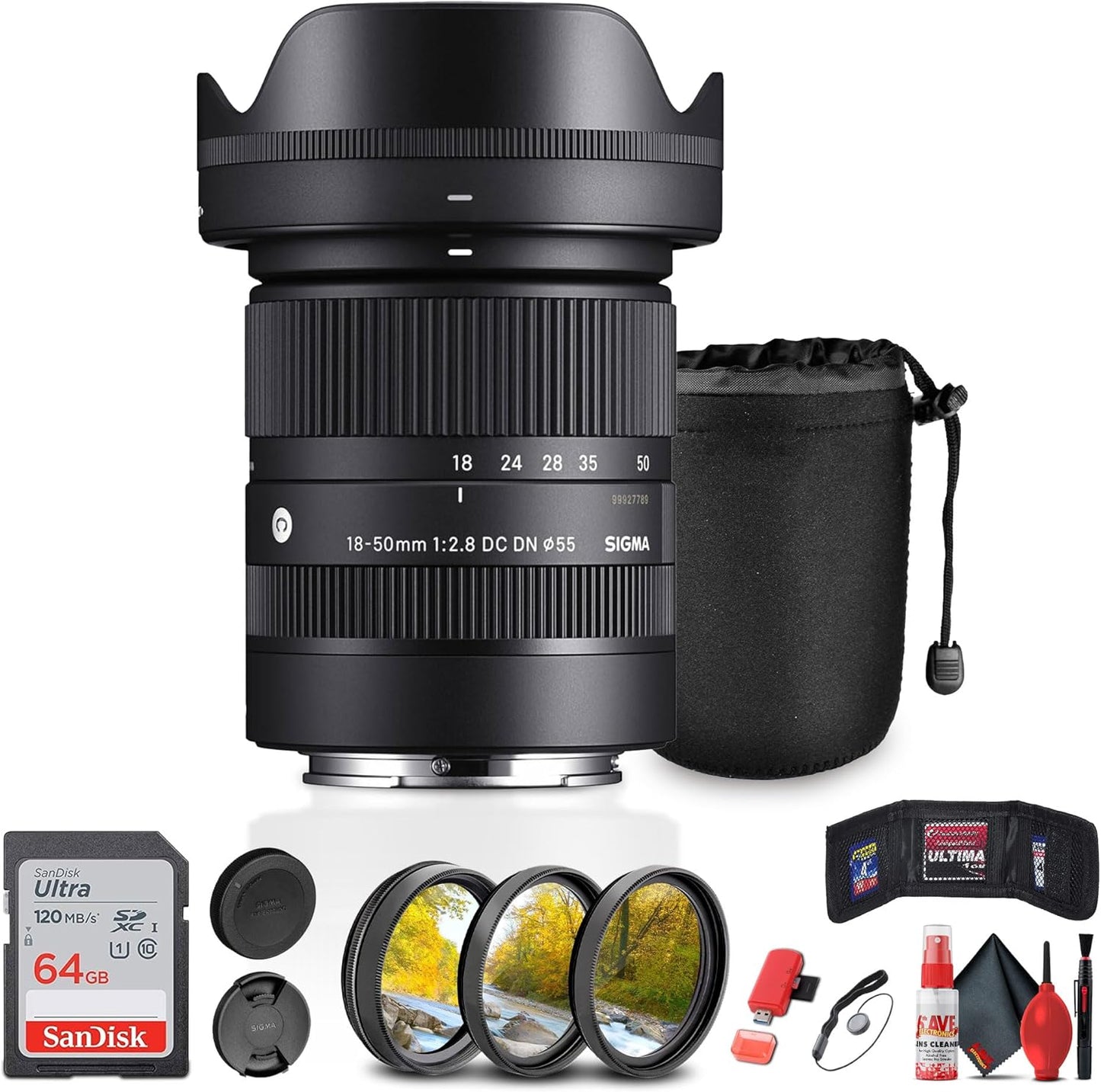 Sigma 585965 18-50mm f/2.8 Sony E Lens Bundle