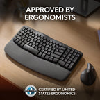 Logitech 920-011898 Wave Keys Ergonomic Wireless Keyboard Graphite