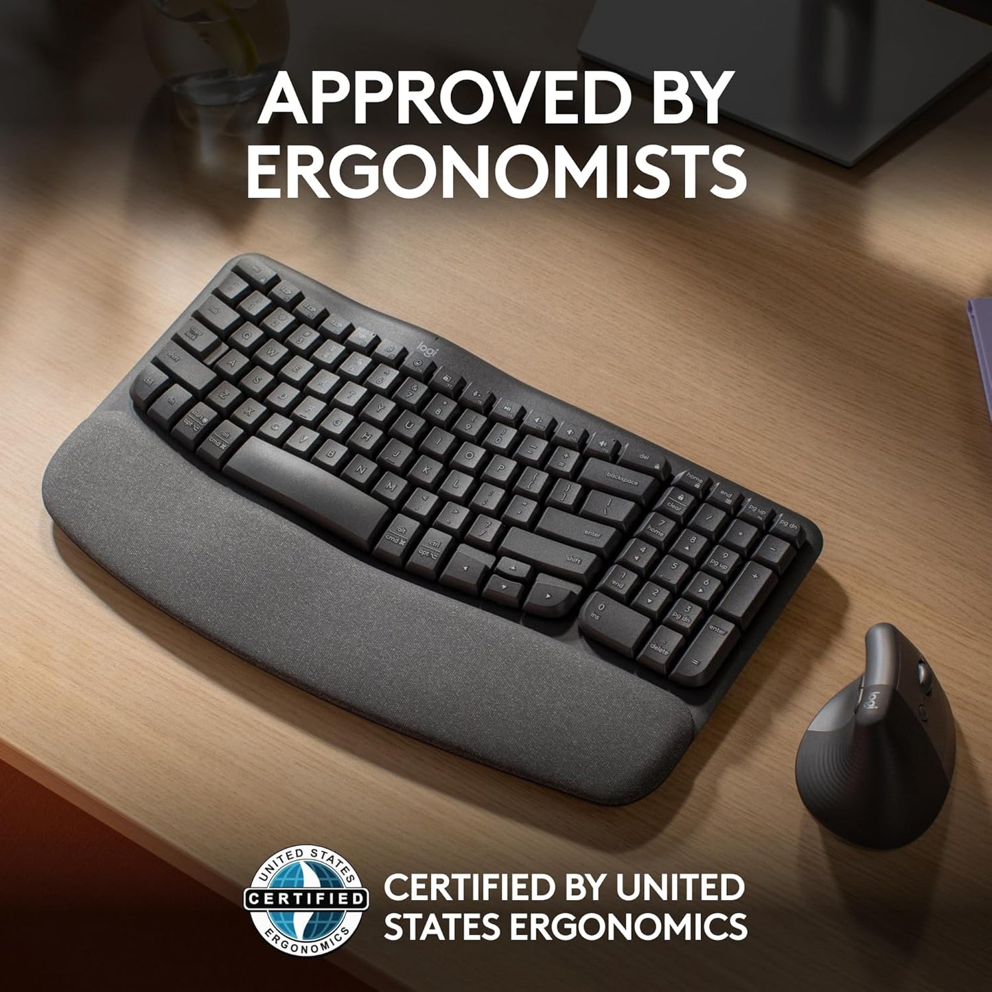 Logitech 920-011898 Wave Keys Ergonomic Wireless Keyboard Graphite