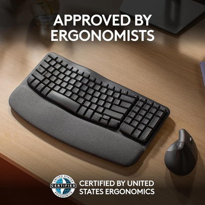 Logitech 920-011898 Wave Keys Ergonomic Wireless Keyboard Graphite