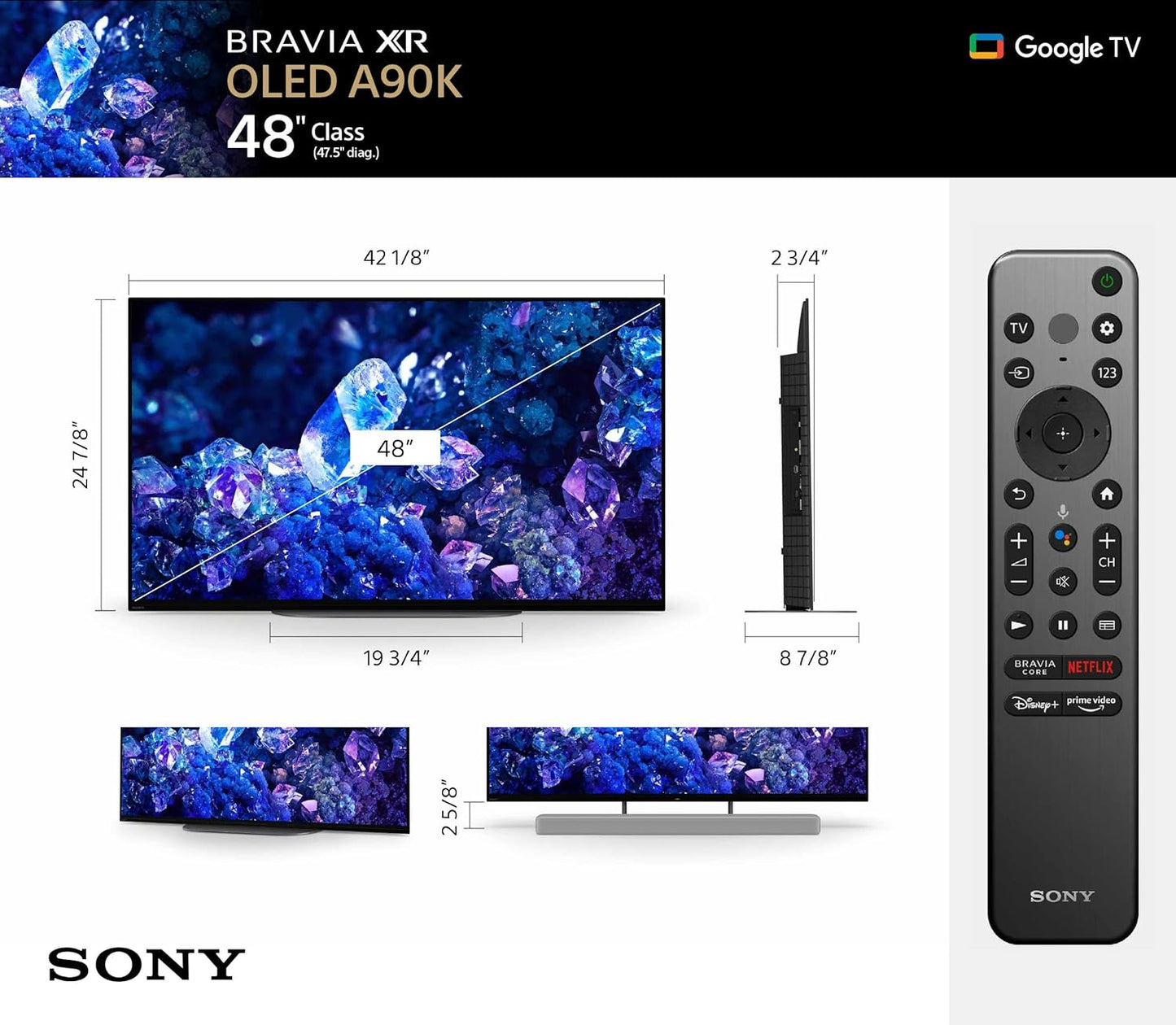 Sony BNDL_XR48A90K-WRTY4-AMBER-SC 48" Bravia XR OLED 4K TV