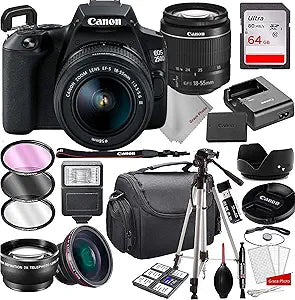 Canon 250D Rebel SL3 DSLR Camera 18-55mm Lens Bundle
