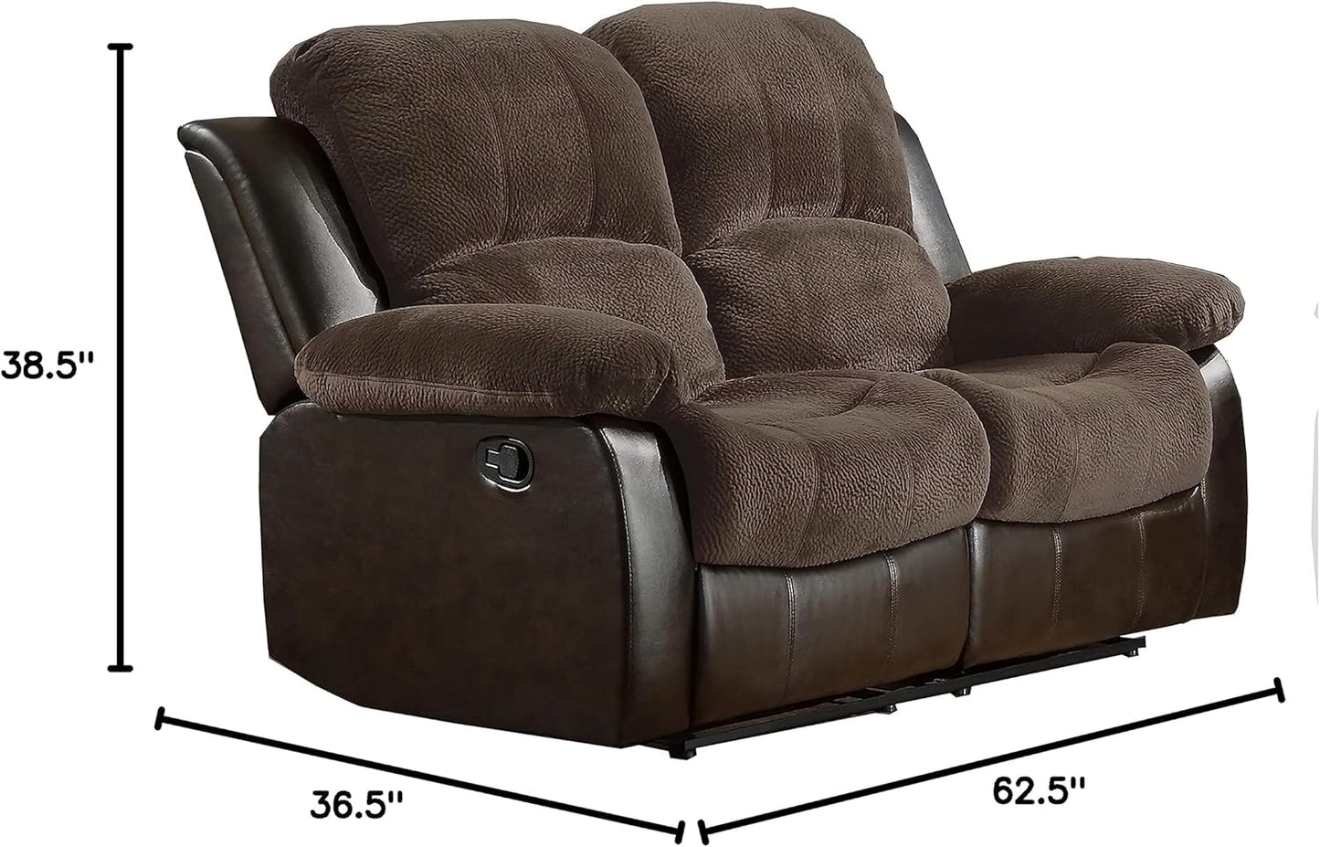 Lexicon 194840172147 Faux Leather Reclining Loveseat Sofa Brown