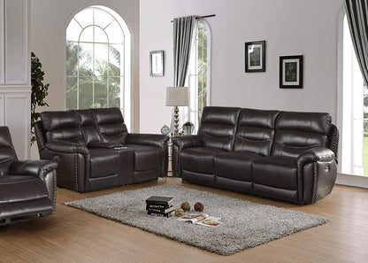 Lexicon Lazarus Leather Power Reclining Loveseat Console