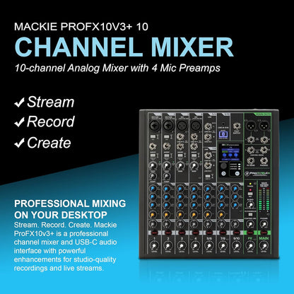 Mackie MK11-CB-6 ProFX10v3+ 10-Channel Mixer Bundle