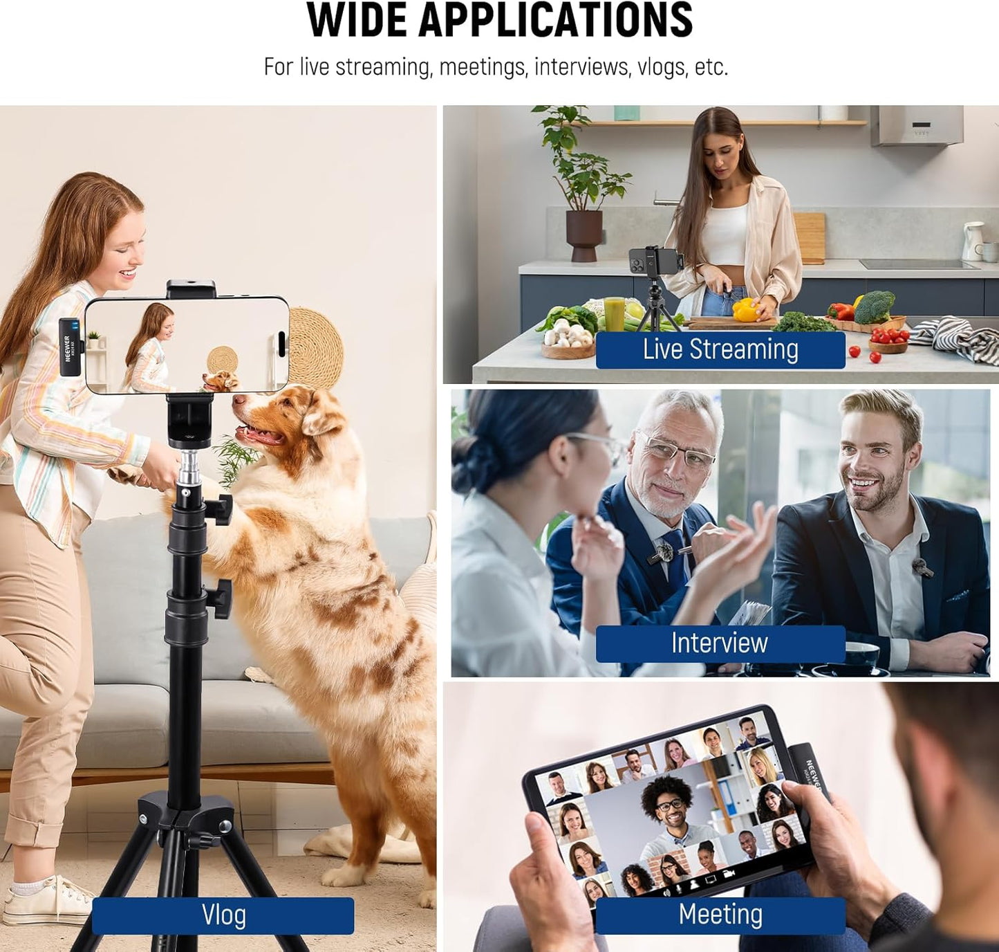 Neewer KM24 Wireless Lavalier Microphone USB-C Dual Mics