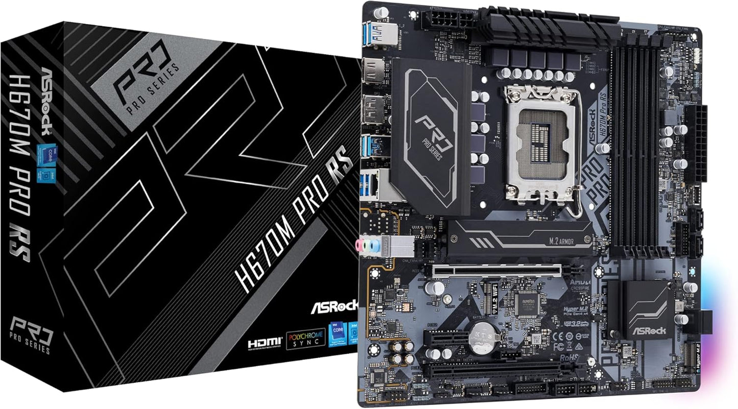 ASRock 90-MXBHK0-A0UAYZ H670M PRO RS LGA1700 Motherboard