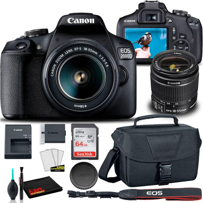 Canon EOS 2000D DSLR Camera with 18-55mm Lens Bundle (Renewed)