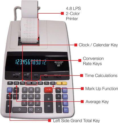 Sharp EL2630PIII Two-Color Printing Calculator 4.8 Lines/Sec