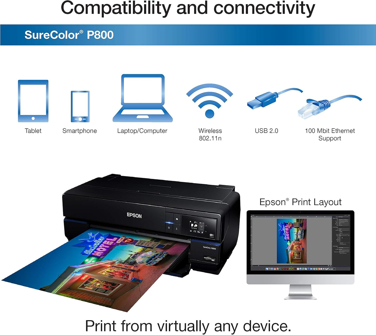 Epson P800 SureColor 17" Professional Photo Inkjet Printer