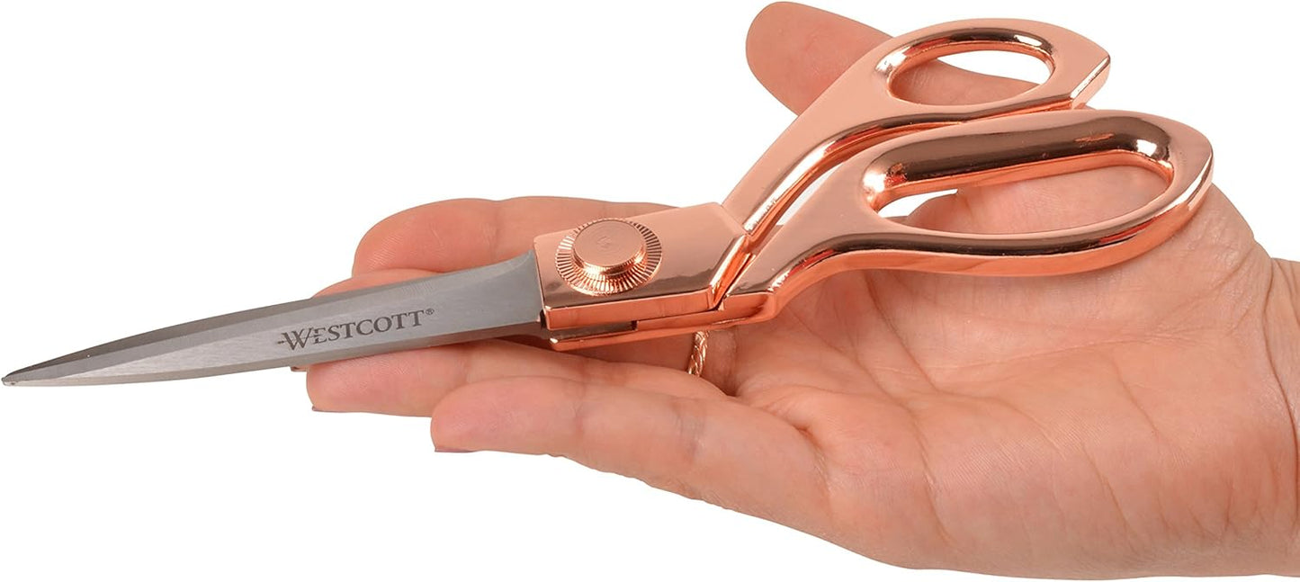 Westcott 16968 8-Inch Rose Gold Scissors - Stainless Steel, Office/Home