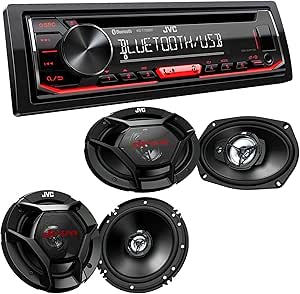 JVC KD-T720BT Car Stereo Receiver with Bluetooth & Speaker Bundle