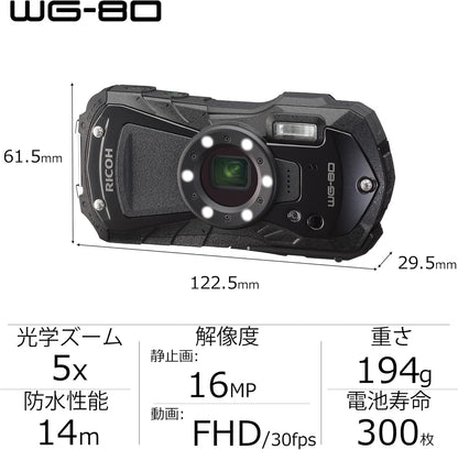 Pentax 3121 Ricoh WG-80 Waterproof Shockproof Digital Camera