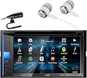 JVC KW-V25BT Double DIN Bluetooth Car Stereo with Earbuds