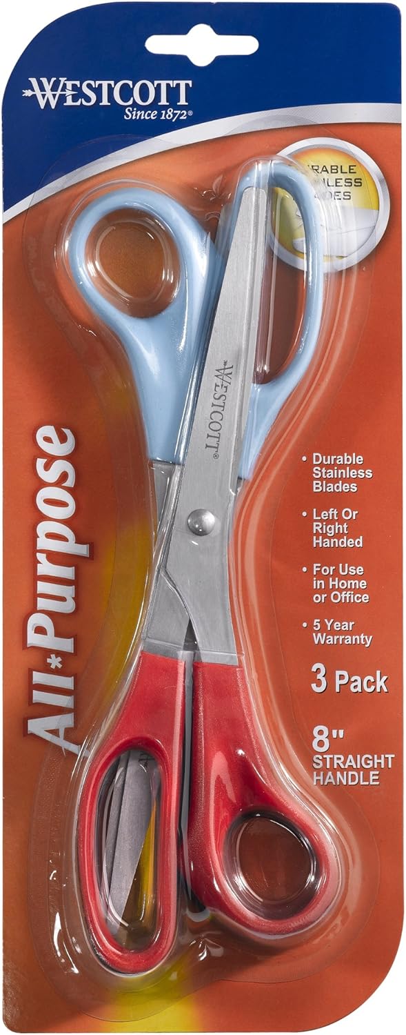Westcott 13404 All Purpose Scissors: 8-Inch 3-Pack