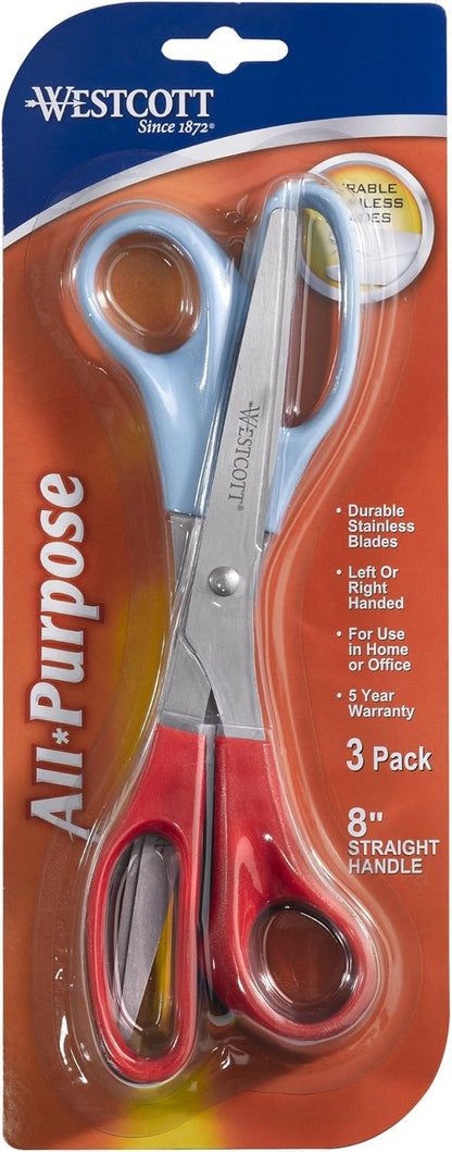 Westcott 13404 All Purpose Scissors: 8-Inch 3-Pack
