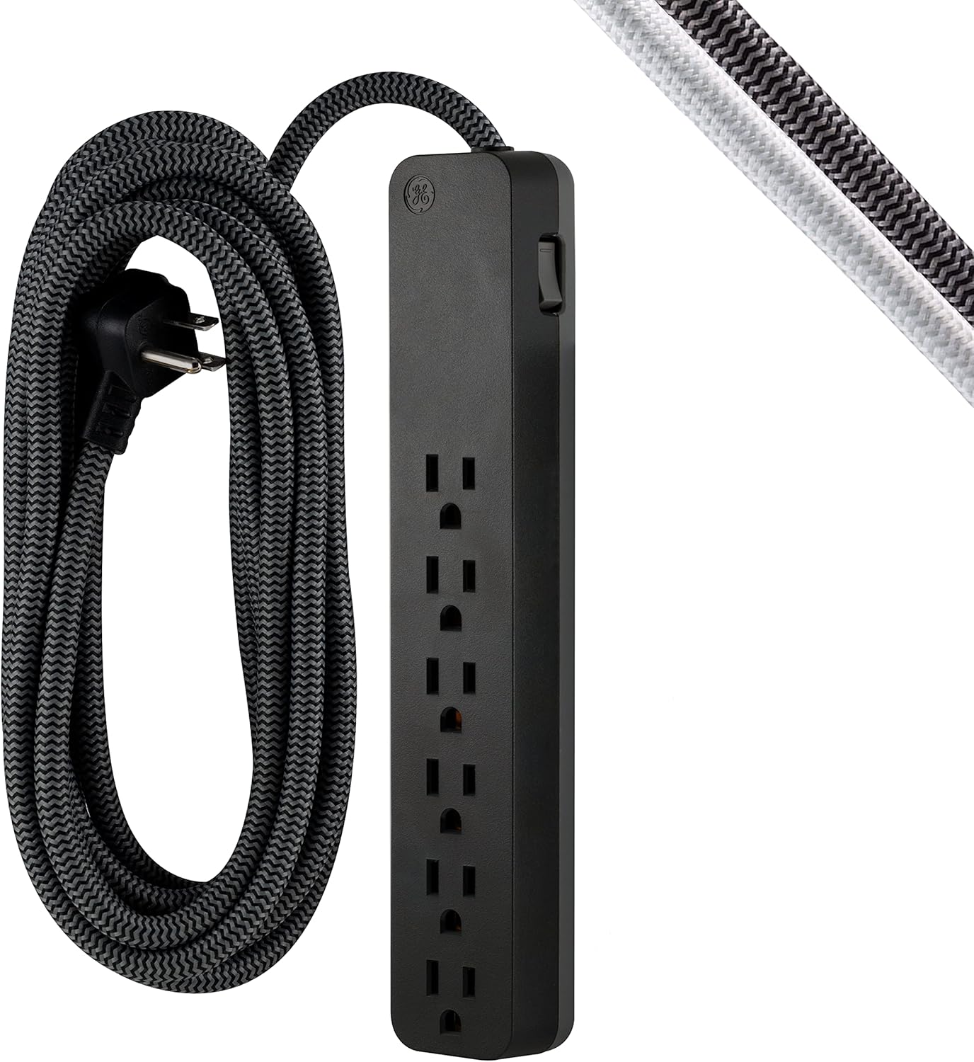 GE 62943 6-Outlet Surge Protector 20ft Braided Cord