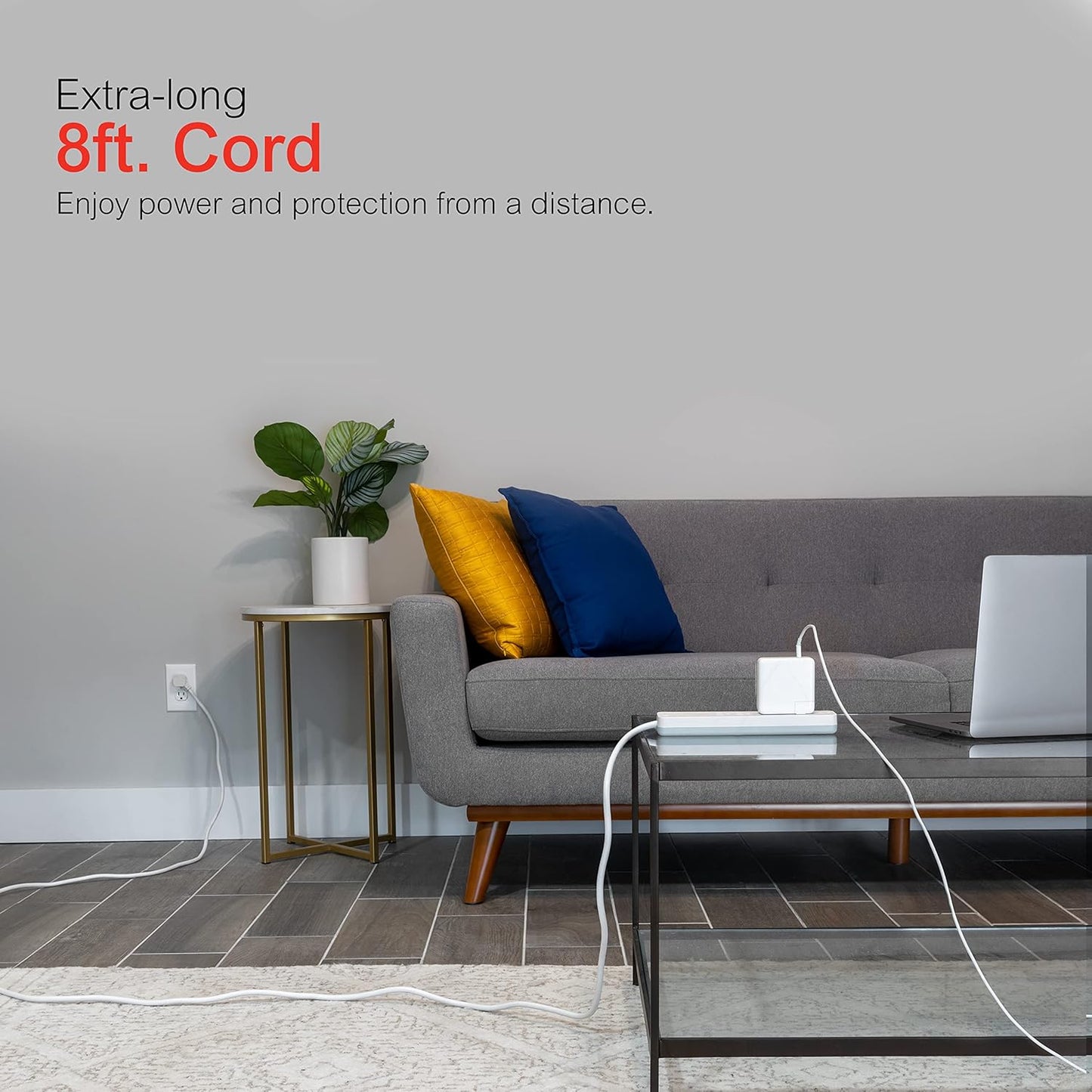 GE 57869 6-Outlet Surge Protector 8ft Cord White