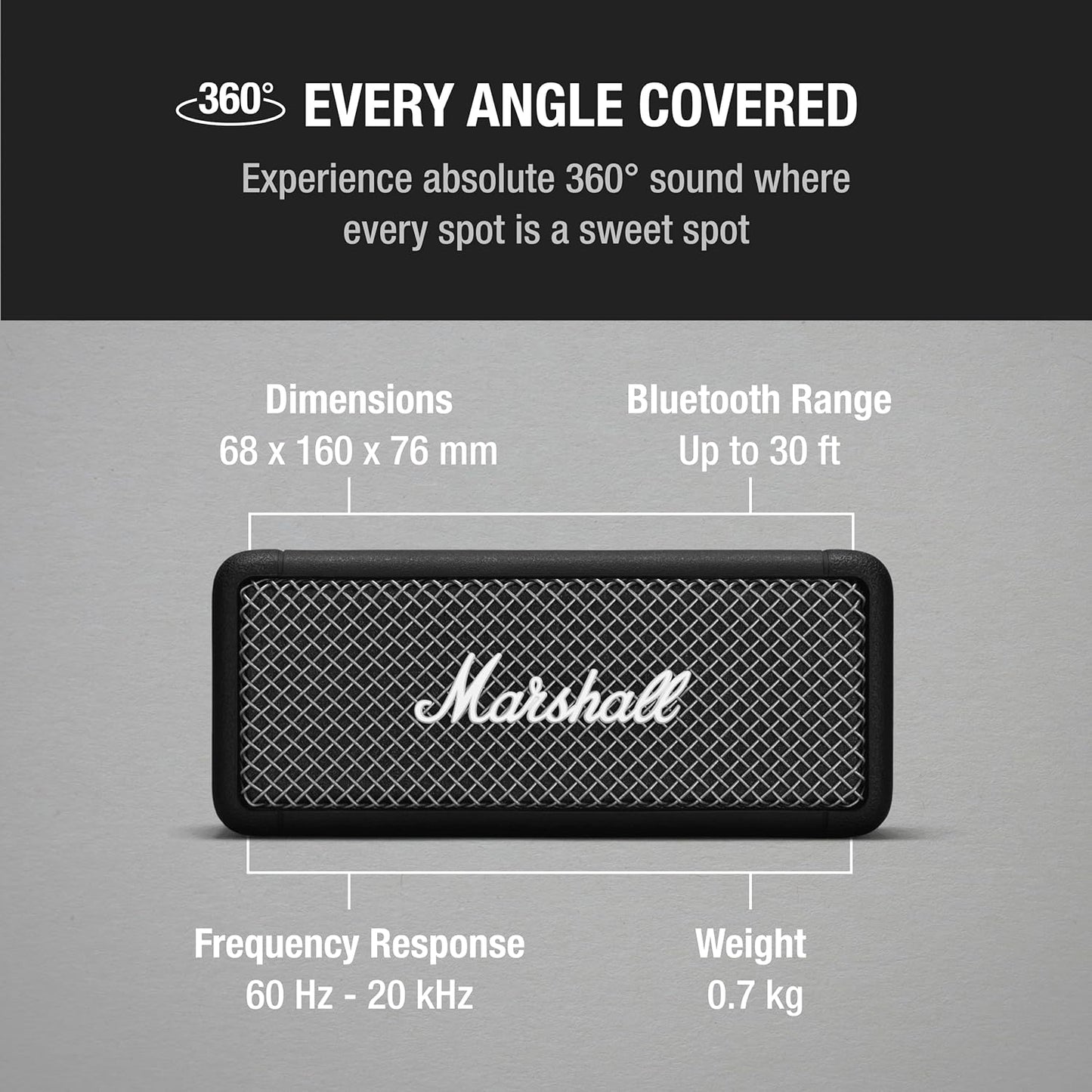Marshall 1001908 Emberton Portable Bluetooth Speaker Black