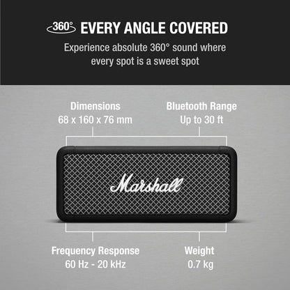 Marshall 1001908 Emberton Portable Bluetooth Speaker Black