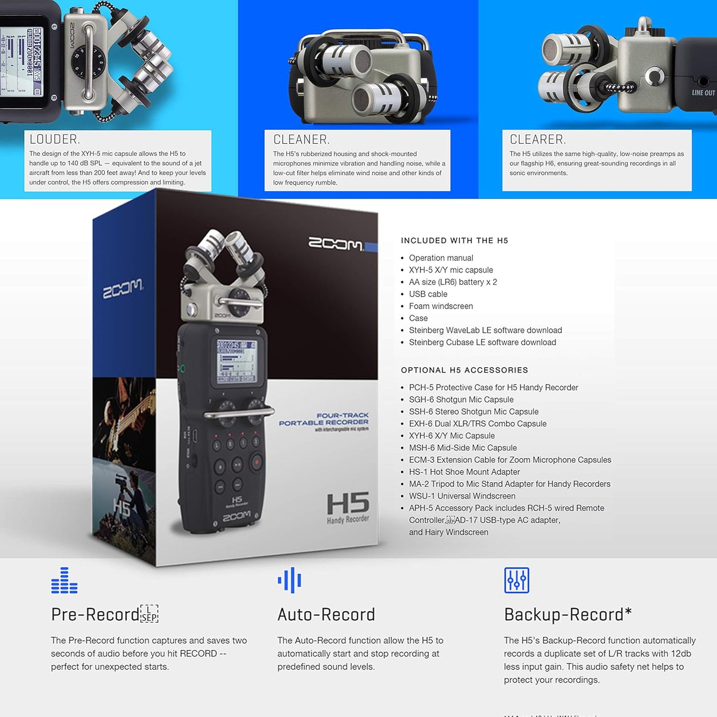 Zoom H5 Portable Recorder Kit with XY Mic Capsule