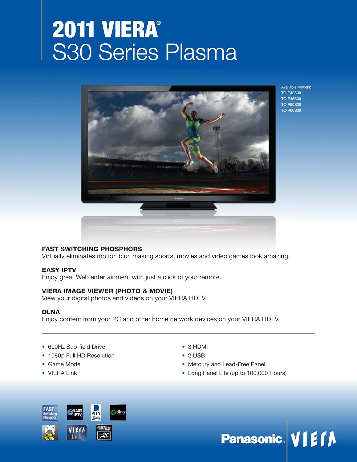 Panasonic TC-P46S30 46-Inch VIERA 1080p Plasma HDTV