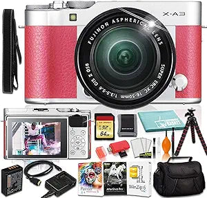 Fujifilm 600019753 X-A3 Pink Mirrorless Camera Bundle