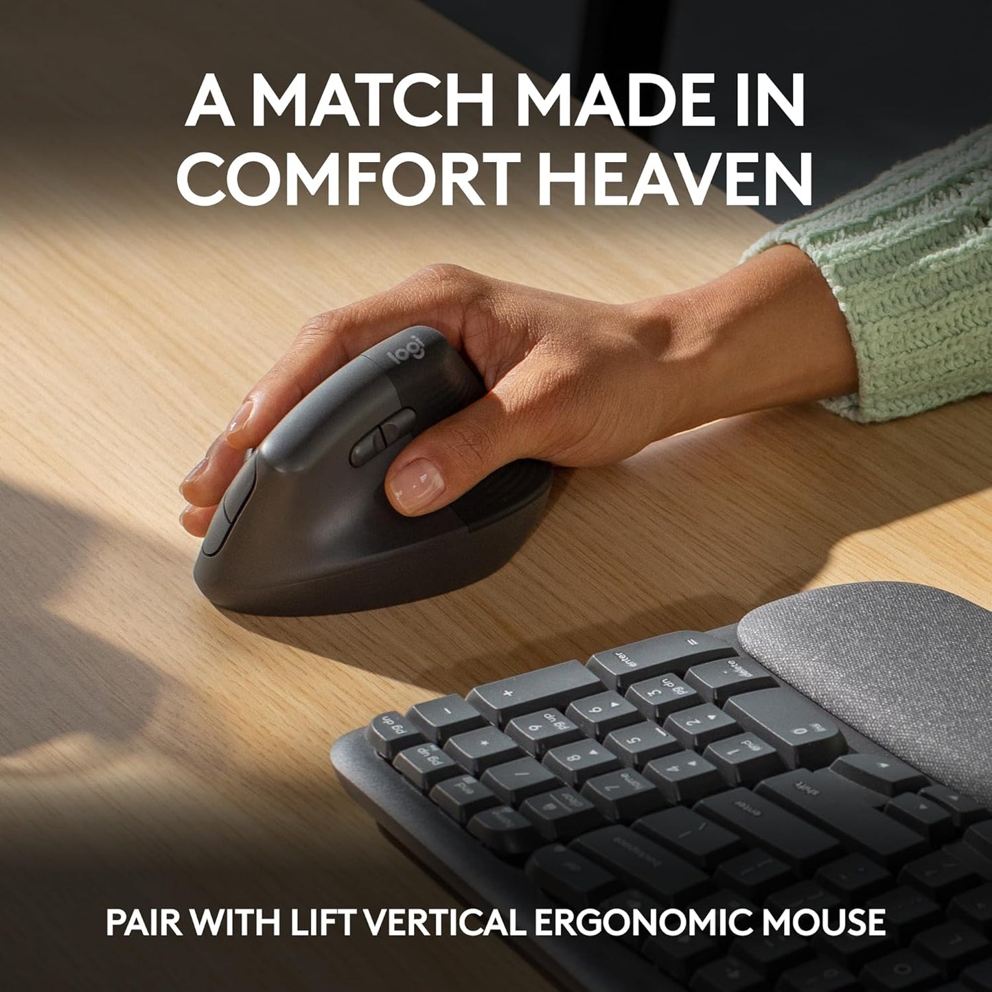 Logitech Wave Keys Ergonomic Keyboard Palm Rest Renewed