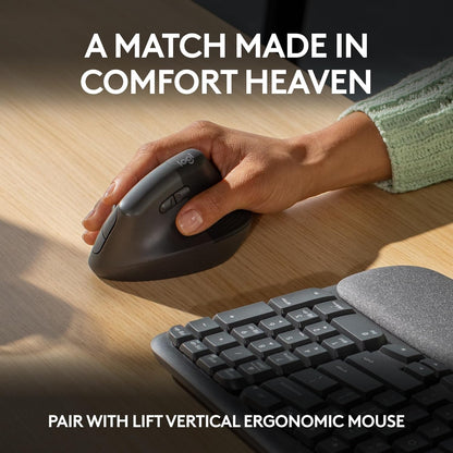 Logitech Wave Keys Ergonomic Keyboard Palm Rest Renewed