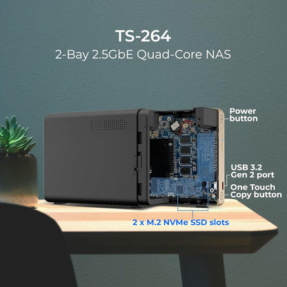QNAP TS-264-8G-28WD-US 2-Bay NAS 8TB WD Red RAID Bundle