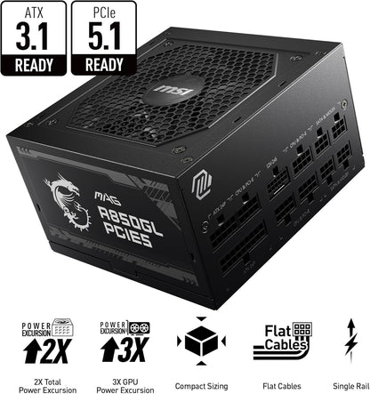 MSI MPG A850GL 850W PCIE 5.1 ATX 3.1 Power Supply