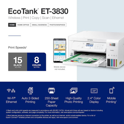 Epson ET-3830 EcoTank Wireless Color All-in-One Printer