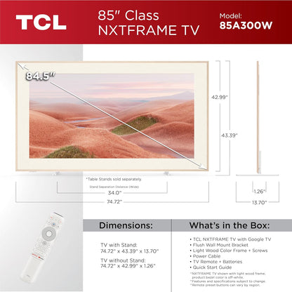 TCL 85A300W 85" QLED 4K Smart Google TV (2024)